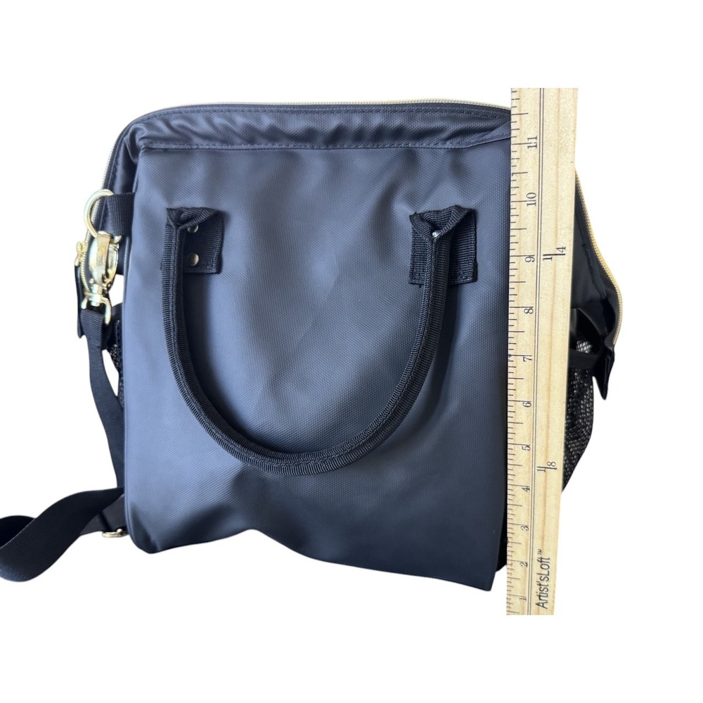 Kyreen Cooler Lunch Bag Unisex OS Black Nylon Crossbody Top Handle Gold Zip - Picture 10 of 13
